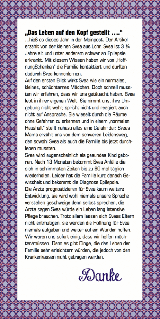 Svea – Projekt von Hoffnung Schenken